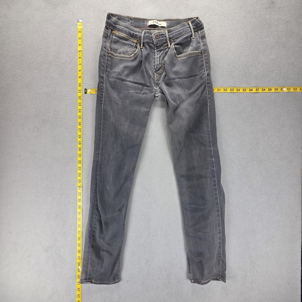 Vintage Levis 519 Jeans Mens 30x32 Gray Slim Engineered Charcoal Wash Zip Fly